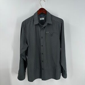Columbia Sportswear Omni-Shade Sun Protection Plaid Button-Up Shirt Gray Size S